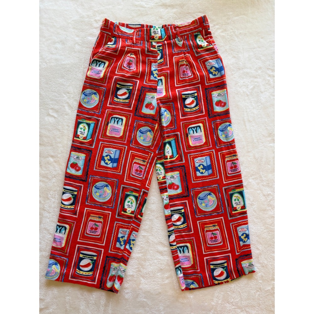 Haver + Blair Red Italian Pantry Print Wide Leg Pants Womens Size S Excellent